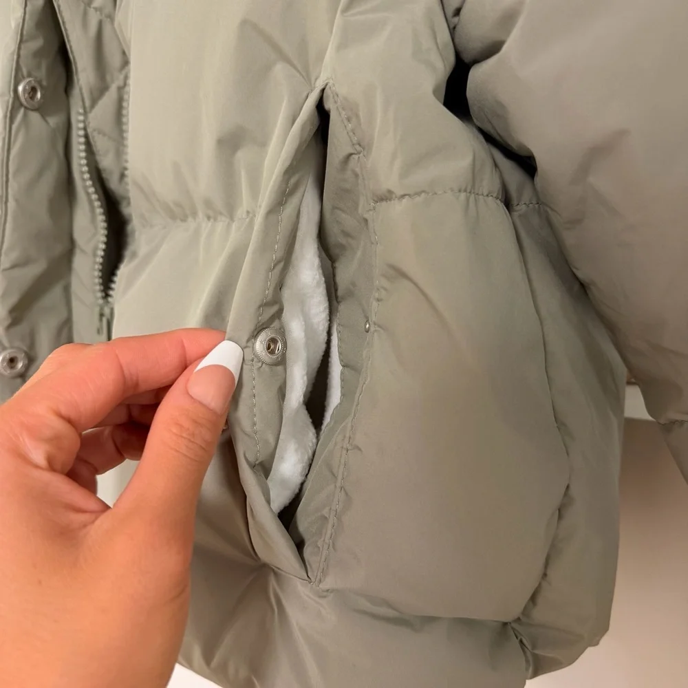 Garage Cropped Puffer Jacket in Sage - Picture 10 of 12